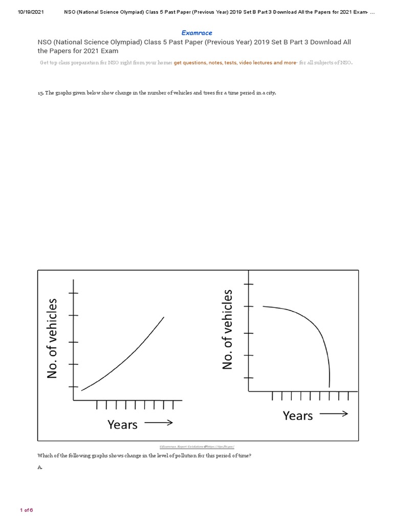 NSO (National Science Olympiad) Class 5 Past Paper (Previous Year) 2019 ...