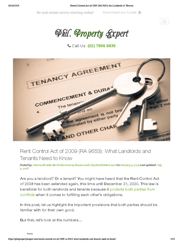 Rent Control Law 2 PDF Lease Renting
