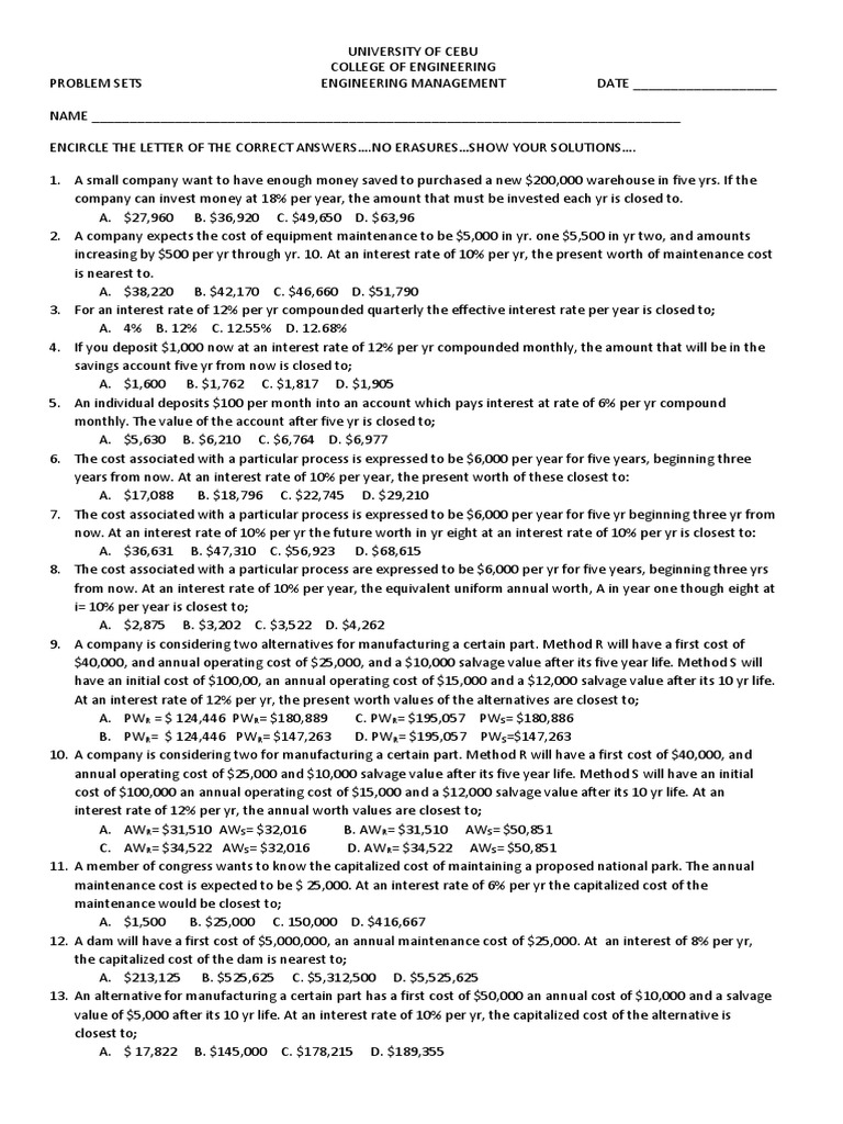 Cost Management Additional Problems | PDF | Depreciation | Interest