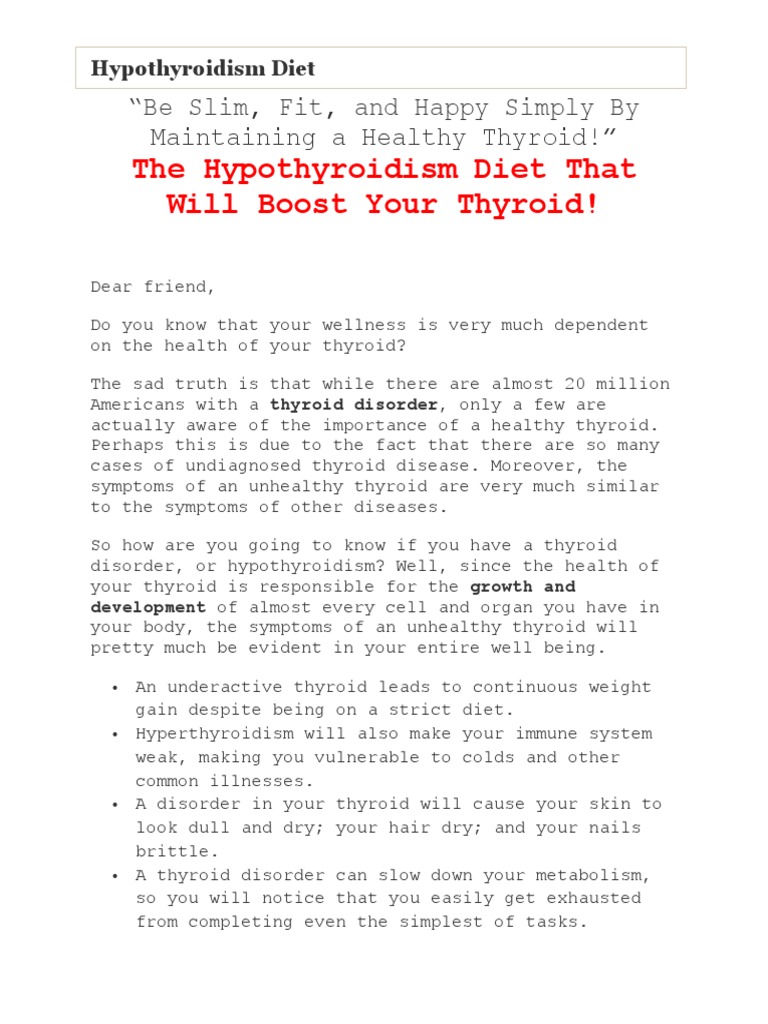 The Hypothyroidism Diet That Will Boost Your Thyroid! "Be Slim, Fit