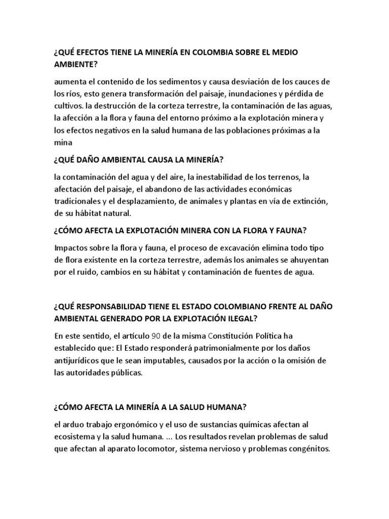 Impacto Ambiental de la Minería en Colombia | PDF | Hogar, jardinería y ...