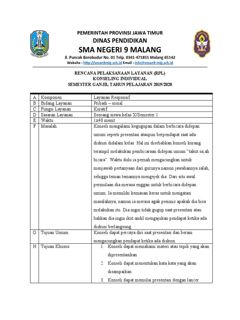RPL Konseling Individu untuk Percaya Diri | PDF