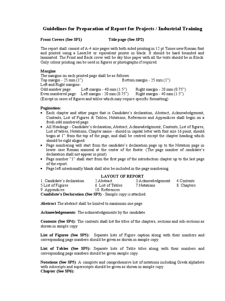 Guidelines For BTP Report | PDF | Page Layout