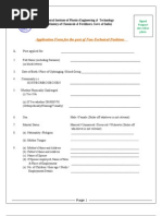 Application Form For The Post of Non-Technical Positions