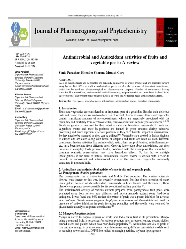 Antimicrobial & Antioxidant Properties of Peels | PDF | Polyphenol ...