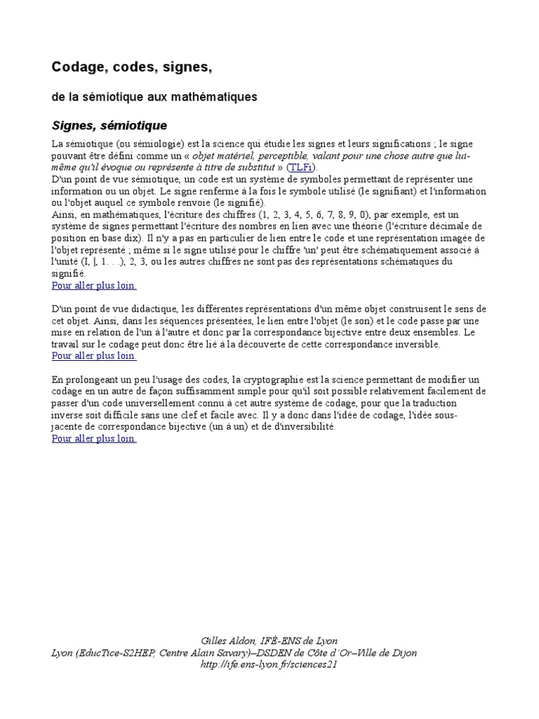 Sémiotique et mathématiques : codes et signes | PDF | Sémiotique | Symboles