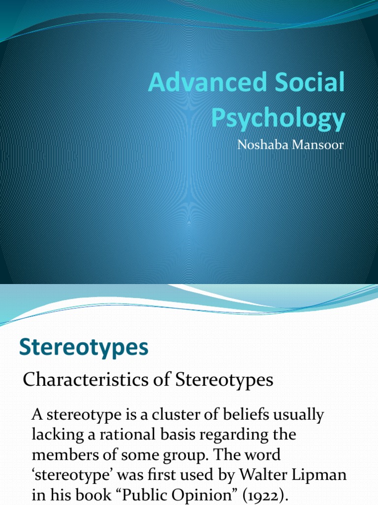 Understanding Stereotypes in Social Psychology | PDF | Stereotypes ...