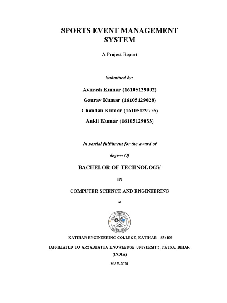 62) Sports Event Management System PDF Conceptual Model Use Case