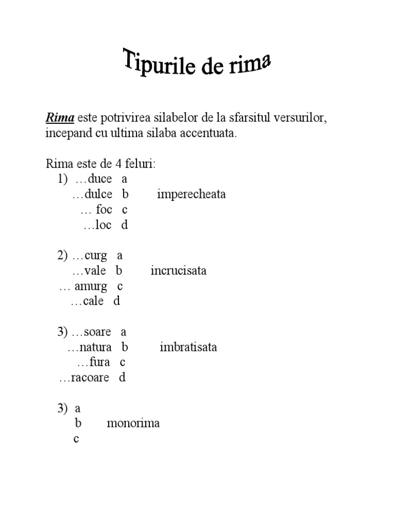 Tipuri de Rima | PDF