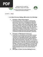 A. in Moral Decision Making Differentiate The Following: 1. Principle of Moral Discernment