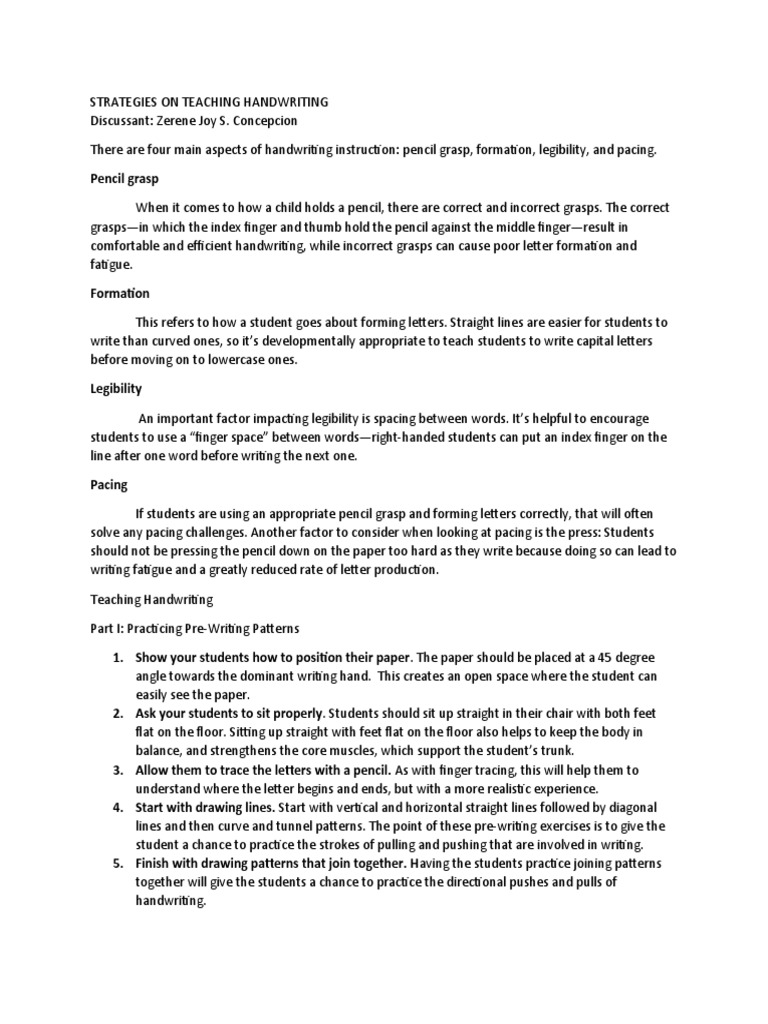 Handwriting Strategies for Grade 4 Learners | PDF | Cognition ...