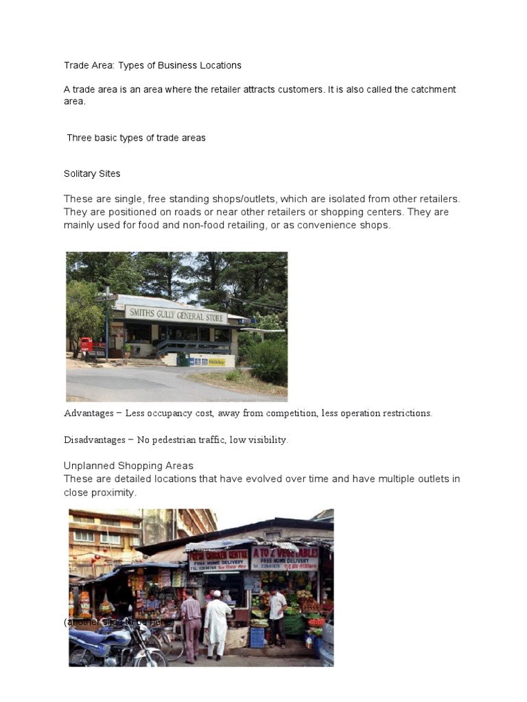 Trade Area: Types of Business Locations A Trade Area Is An Area Where ...