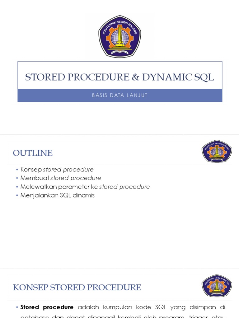 Stored Procedure Dan Dynamic SQL | PDF | Parameter (Computer ...