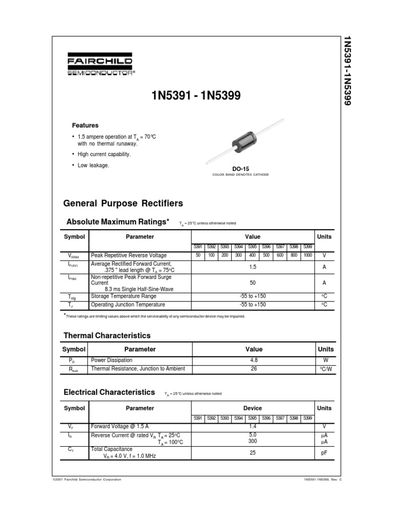 General Purpose Rectifiers Absolute Maximum Ratings PDF Rectifier