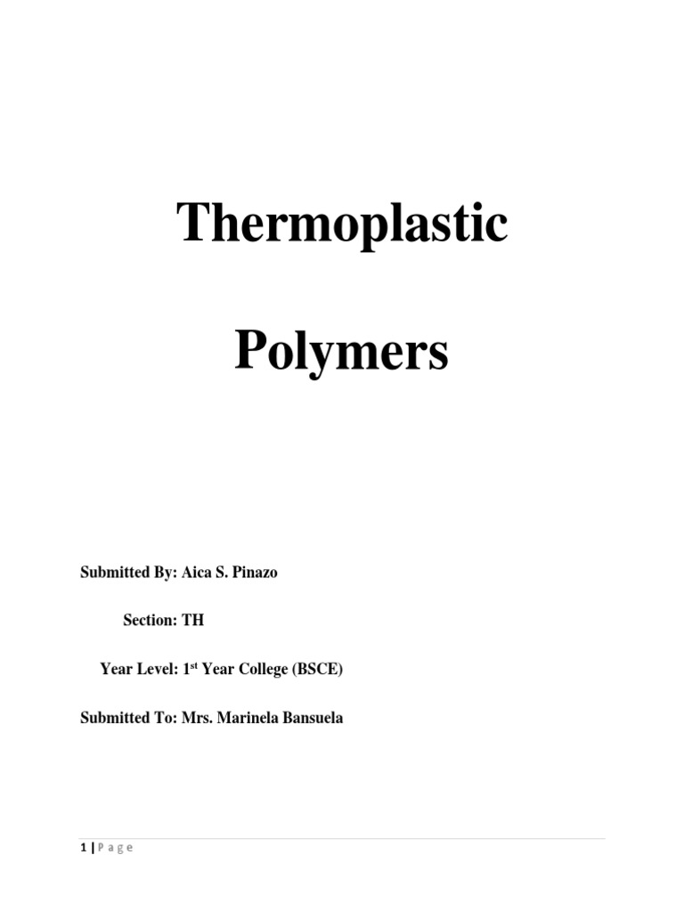 Thermoplastic Polymers PDF PDF Thermoplastic Polyvinyl Chloride