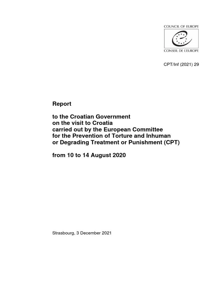 CPT Report on Croatia Torture Prevention | PDF | European Union | Police