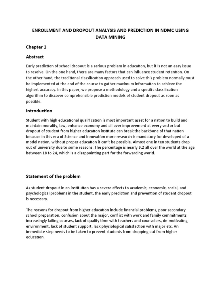 NDMC Student Dropout Prediction Model | PDF | Data Mining | Machine ...