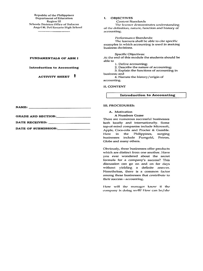 Abm 1 Sheet 1 | PDF