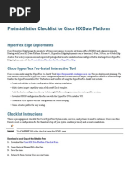 Checklist For Cisco HX Data Platform: Preinstallation