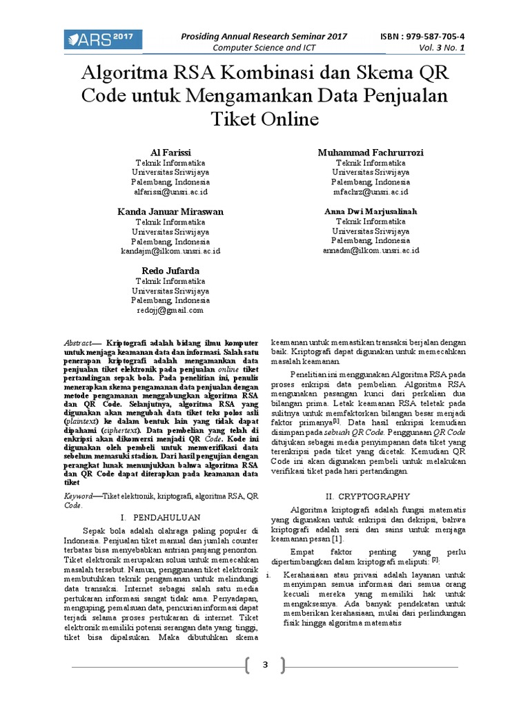 Algoritma RSA Kombinasi Dan Skema QR | PDF