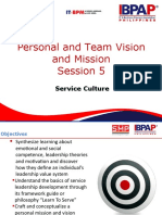 Personal and Team Vision and Mission Session 5: Service Culture