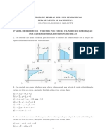 3ª lista de exercícios - Volumes por cascas cilíndricas, integração por partes e integrais trigonométricas