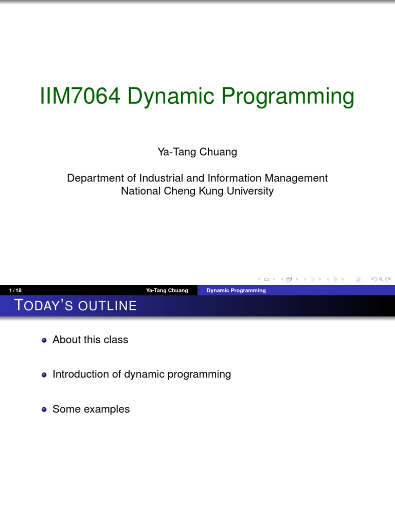 Introduction to Dynamic Programming: Modeling Sequential Decision ...