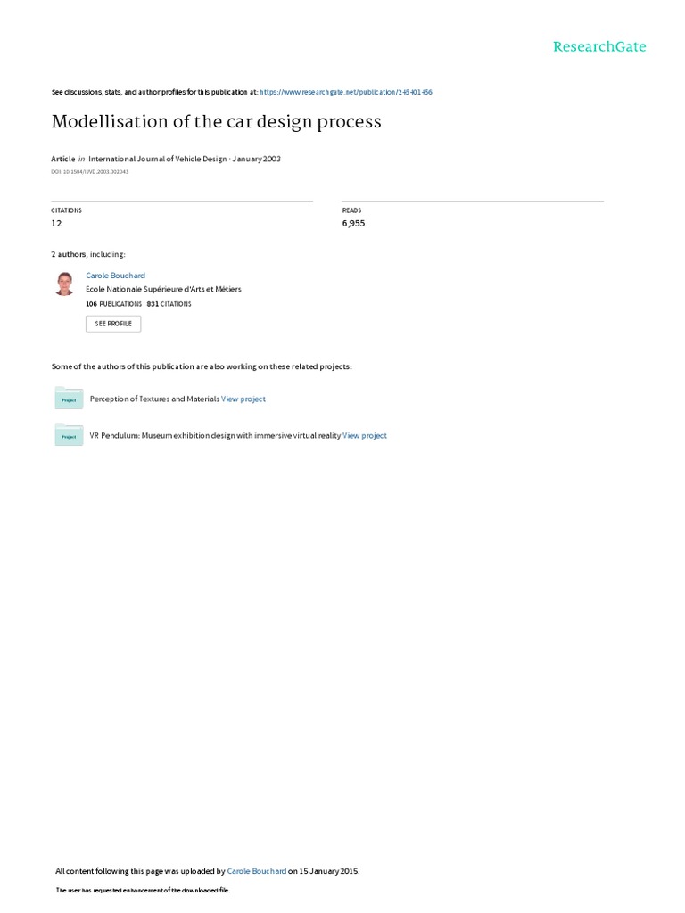 Modellisation Of The Car Design Process PDF