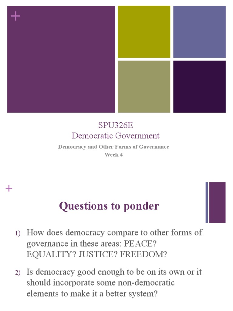 SPU326E Democratic Government: Democracy and Other Forms of Governance ...