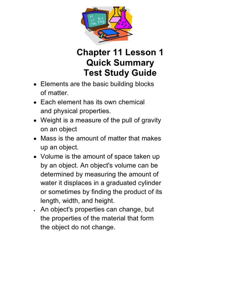 Chapter 11 Lesson 1 Quick Summary Test Study Guide | PDF