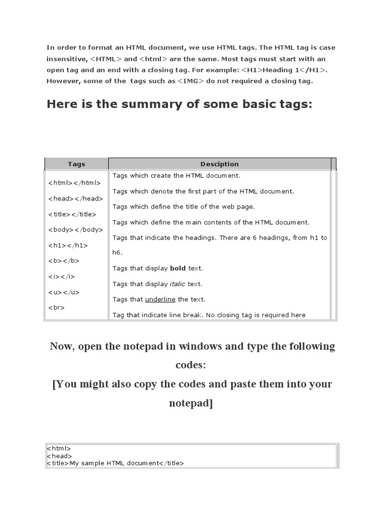 In Order To Format An HTML Document | PDF | Html Element | Html