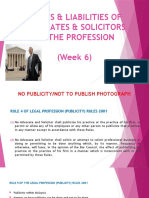 Duties & Liabilities of Advocates & Solicitors To The Profession