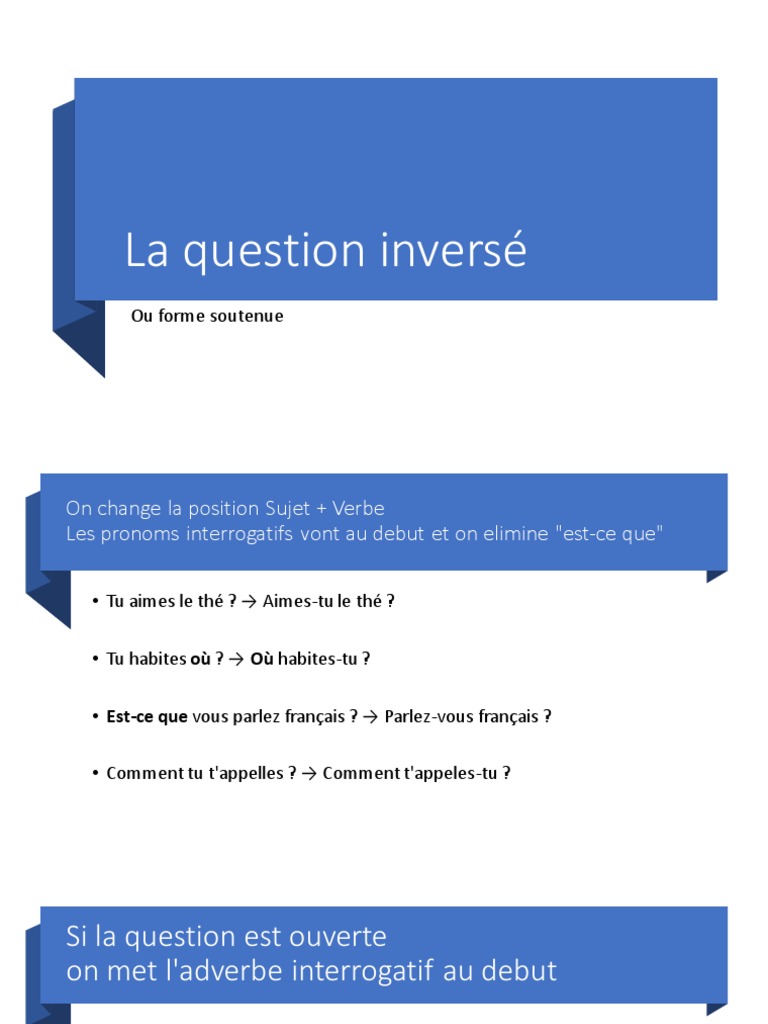 Questions inversées en français | PDF