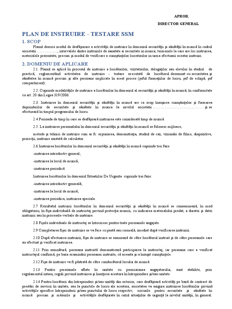 Plan Anula Dfe Instruire Si Testare | PDF