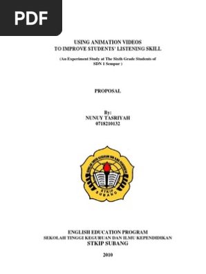 Proposal Skripsi Using Animation Videos To Improve Students Listening Skill Standard Deviation Experiment