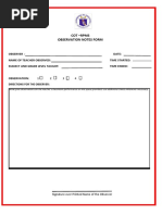 Cot - Rpms Observation Notes Form: Directions For The Observer