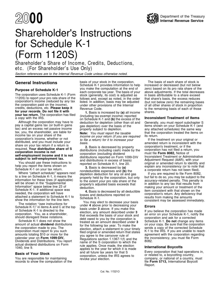 Schedule K-1 Instructions for Shareholders | PDF | Tax Deduction | S ...