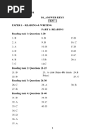 TEST ANSWER KEYS 1 - 8 Reading & Writing