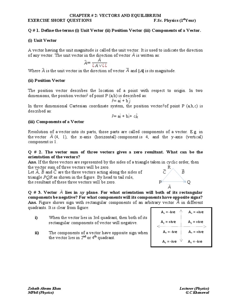 Vectors and Equilibrium: Key Concepts | PDF | Torque | Euclidean Vector