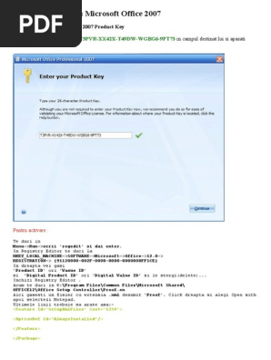 Product Key Pentru Microsoft Office 2007 Windows Registry