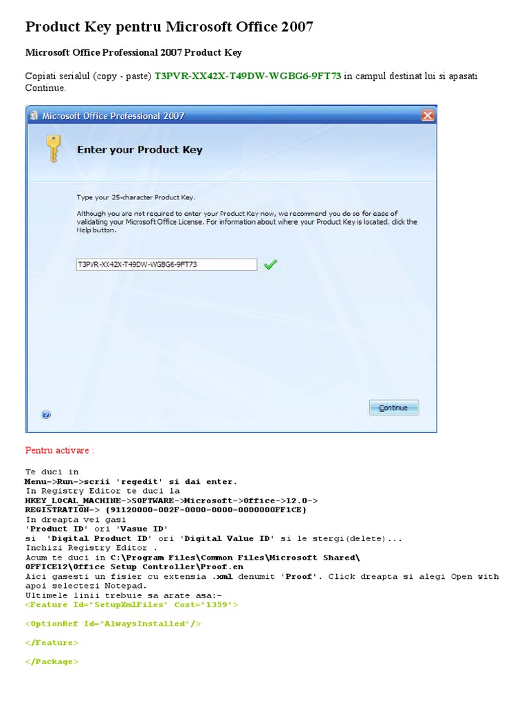 activation key for office 2007