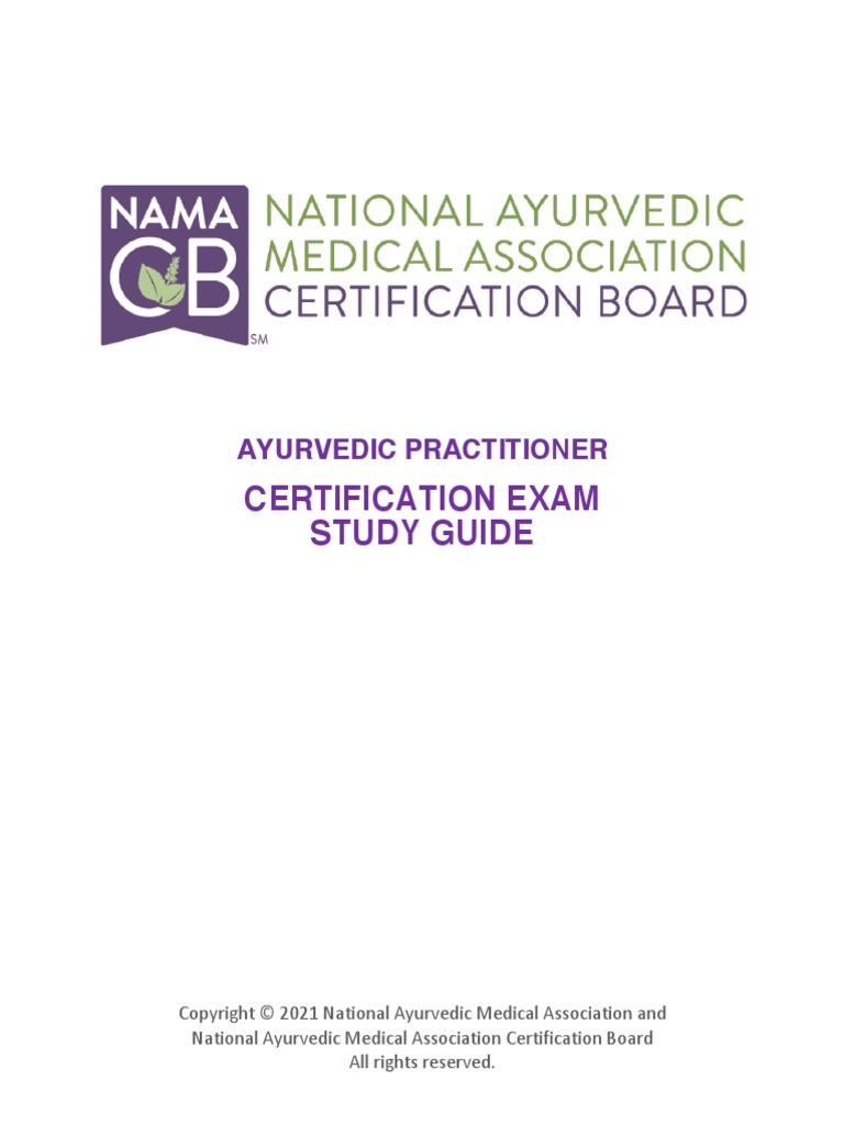 Certification Exam Study Guide Ayurvedic Practitioner PDF Ayurveda