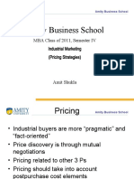 Amity Business School: MBA Class of 2011, Semester IV Industrial Marketing (Pricing Strategies)
