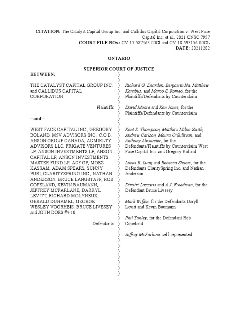 Catalyst Reasons For Decision PDF Defamation Lawsuit