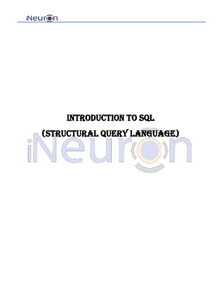 Introduction To SQL (Structural Query Language) | PDF | Relational ...