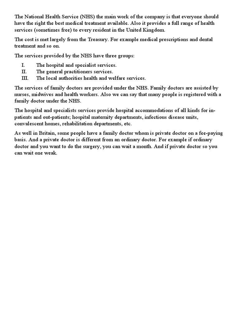 The National Health Service | PDF | Wellness | Science & Mathematics