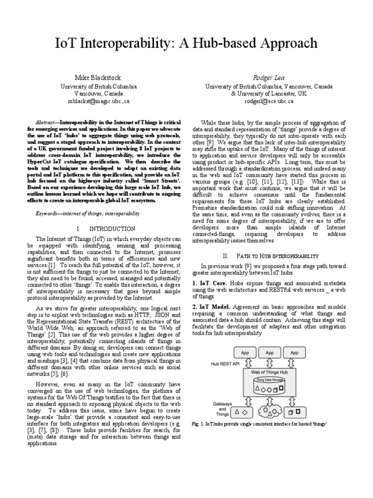 Blackstock Iot 2014 Pre Final PDF Of Things Interoperability
