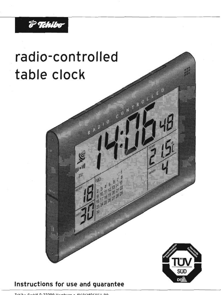 Tchibo Radio-Controlled Table Clock (GB242976) User Guide | PDF