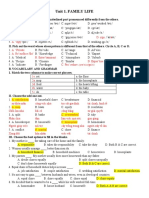 Unit 1 - FAMILY LIFE - 10D1