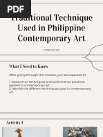 Traditional Technique Used in Philippine Contemporary Art: CPAR - Q2 - W2